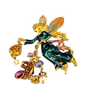 Kirks Folly Enchanted Fairy Brooch With Crystals & Pearls Original New Box